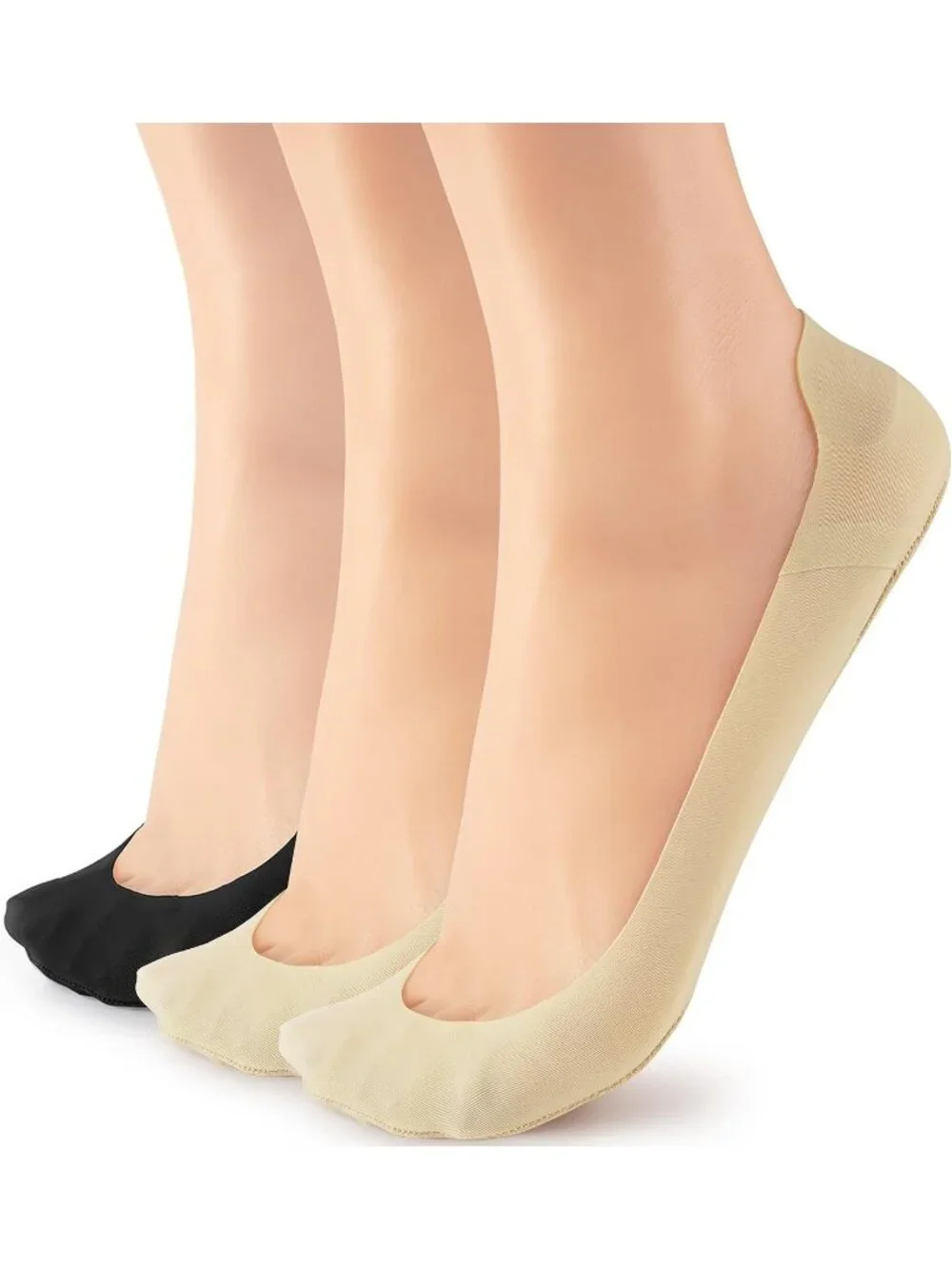 🧦Women's Black Nude No Show Socks Liner Ultra Low Cut Non Slip Socks for Flats